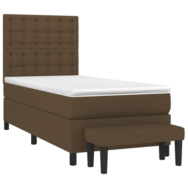 vidaXL Cama box spring con colch&oacute;n tela marr&oacute;n oscuro 80x200 cm