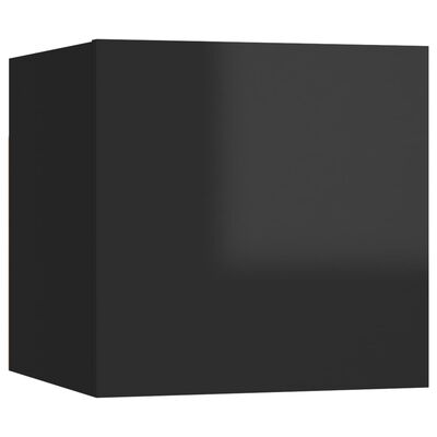 vidaXL Muebles de pared para TV 8 uds negro con brillo 30,5x30x30 cm