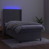 vidaXL Cama box spring colch&oacute;n y LED terciopelo gris claro 90x200 cm