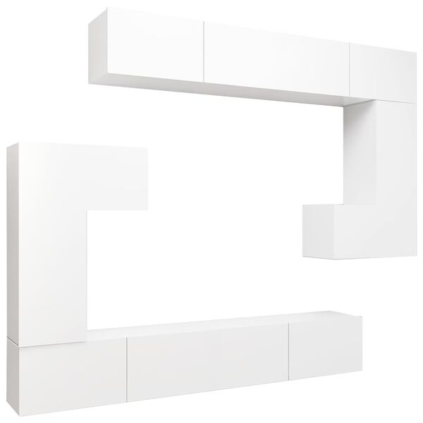 vidaXL Set de muebles para TV 8 piezas madera contrachapada blanco