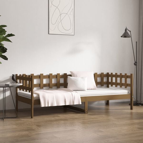 vidaXL Sof&aacute; cama madera maciza de pino marr&oacute;n miel 90x200 cm