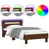 vidaXL Estructura de cama cabecero luces LED marr&oacute;n roble 75x190 cm