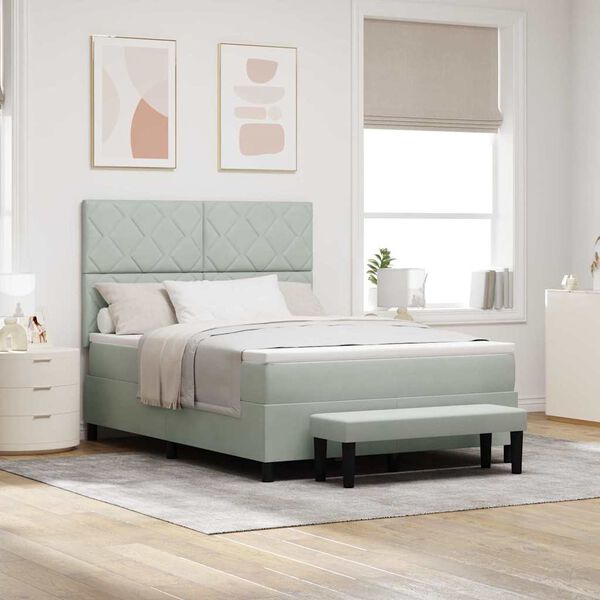vidaXL Cama tipo Box Spring Gris Claro 140 x 190 cm Terciopelo