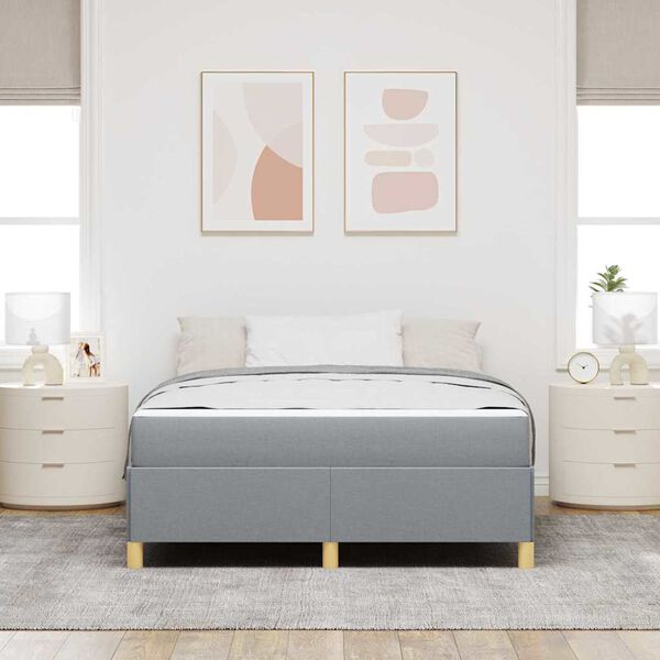 vidaXL Estructura de cama con colch&oacute;n Gris Claro 140 x 190 cm tela