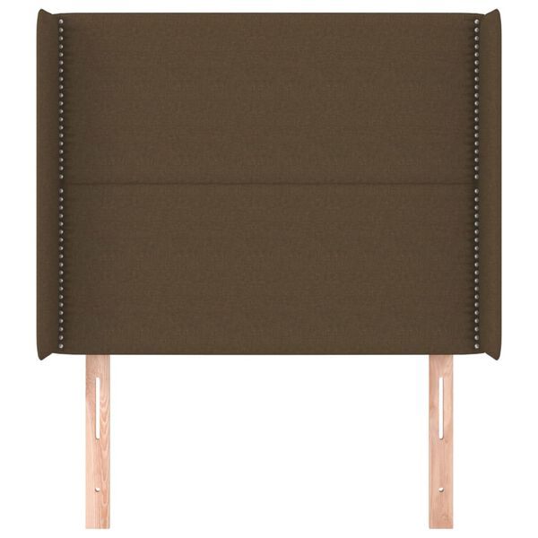vidaXL Cabecero con orejas de tela marr&oacute;n oscuro 93x16x118/128 cm