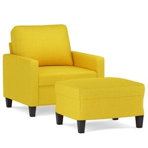 vidaXL Sill&oacute;n con taburete tela amarillo claro 60 cm