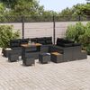 vidaXL Conjunto de sof&aacute;s de jard&iacute;n 14 pcs Negro rat&aacute;n sint&eacute;tico