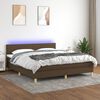 vidaXL Cama box spring con colch&oacute;n LED tela marr&oacute;n oscuro 160x200 cm