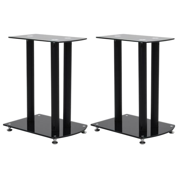 vidaXL Soportes para altavoz aluminio 2 uds negro vidrio de seguridad