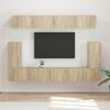 vidaXL Conjunto de mueble de TV Montaje en la pared 5 pcs Roble Sonoma