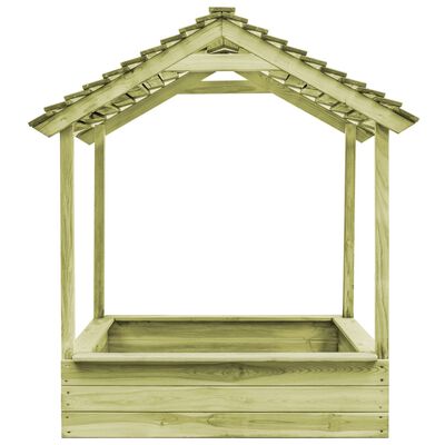 vidaXL Casa de juegos de jardín con arenero madera pino 123x120x146 cm