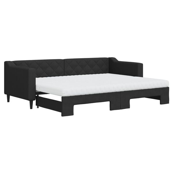 vidaXL Sofá cama nido con colchón tela negro 80x200 cm