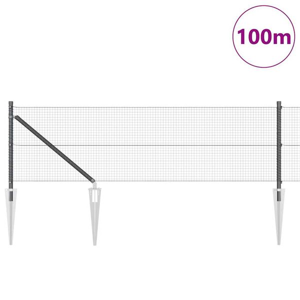 vidaXL Poste de Valla Gris 100 x 0,4 m (malla de 19 x 19 mm)