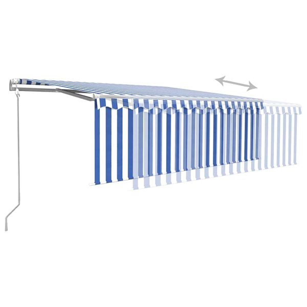 vidaXL Toldo autom&aacute;tico retr&aacute;ctil con persiana azul y blanco 4x3 m