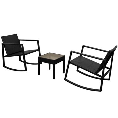 vidaXL Set de mesa y sillas de jardín 3 piezas ratán sintético negro