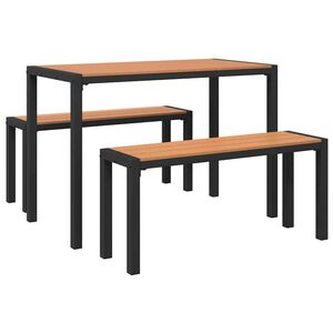 vidaXL Conjunto de Comedor de Jardín con cojín 3 pcs Marrón Acero