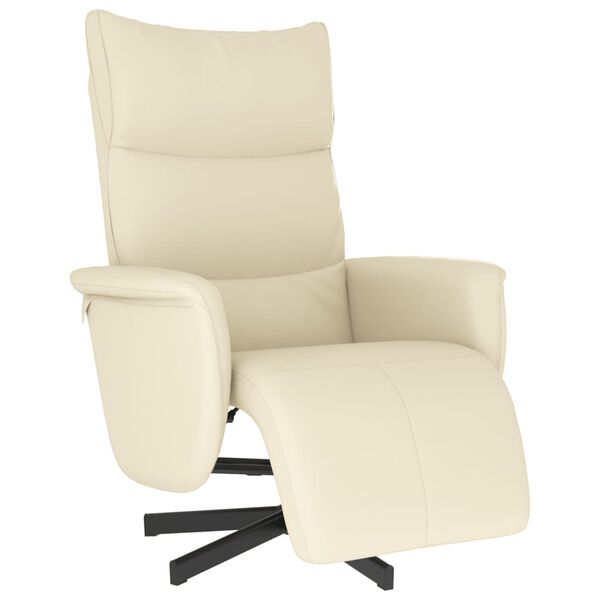 vidaXL Sill&oacute;n reclinable con reposapi&eacute;s cuero sint&eacute;tico color crema