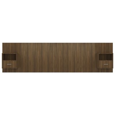 vidaXL Cabecero de cama con mesitas madera contrachapada marrón roble