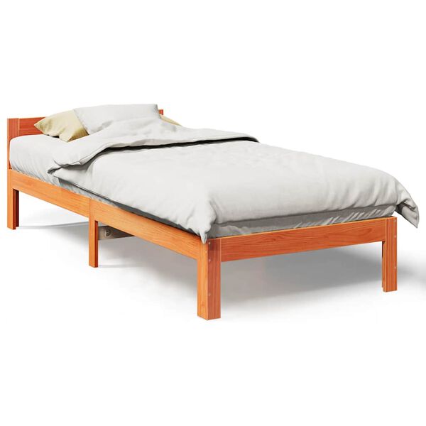 vidaXL Cama sin colch&oacute;n madera maciza pino marr&oacute;n cera 80x200 cm