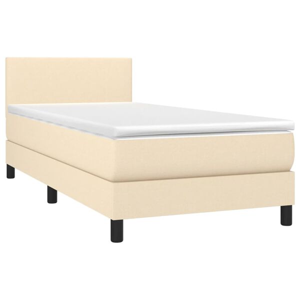 vidaXL Cama box spring con colch&oacute;n y LED tela crema 100x200 cm