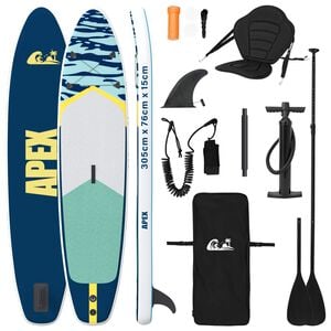 vidaXL Tabla SUP con Asiento 2-en-1 APEX 305 x 76 x 15 cm Azul para