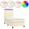vidaXL Cama box spring y colch&oacute;n LED cuero sint&eacute;tico crema 90x190 cm