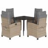 vidaXL Set comedor de jard&iacute;n 5 pzas con cojines rat&aacute;n sint&eacute;tico beige