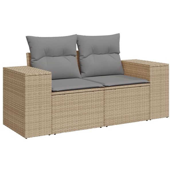 vidaXL Set de sof&aacute;s de jard&iacute;n 9 pzas con cojines rat&aacute;n sint&eacute;tico beige