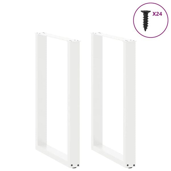 vidaXL Patas para mesa de bar en forma de U (2 unidades), color blanco, 60 x (90-91) cm, acero