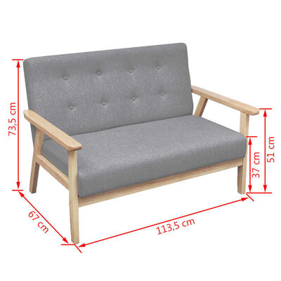 vidaXL Set de sofás de 2 piezas de tela gris claro