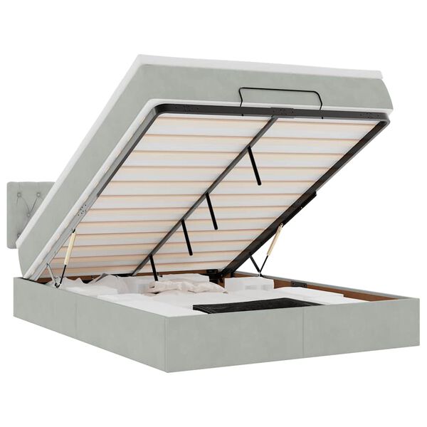 vidaXL Estructura cama otomana colch&oacute;n terciopelo gris claro 140x190cm