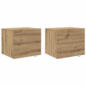 vidaXL Armario de Noche 2 pcs Roble artesanal 50 x 39 x 41 cm