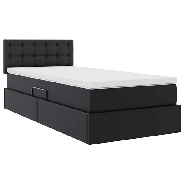 vidaXL Cama con almacenamiento y colch&oacute;n Negro 100 x 200 cm