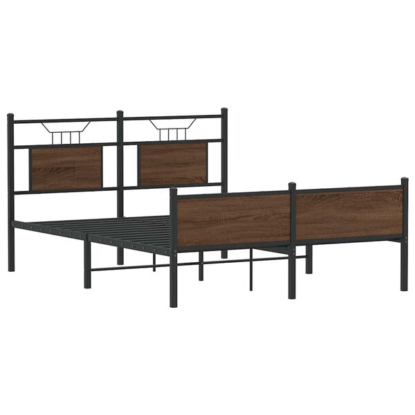 vidaXL Estructura de cama sin colch&oacute;n madera marr&oacute;n roble 150x200 cm
