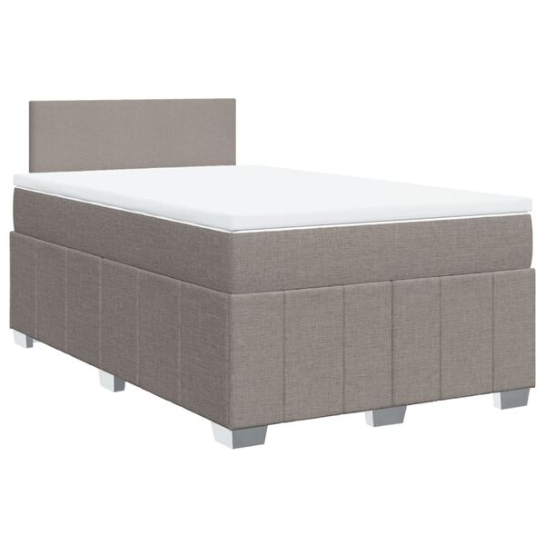 vidaXL Cama box spring con colch&oacute;n tela gris taupe 120x190 cm