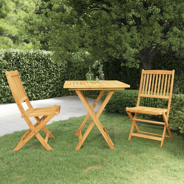 vidaXL Comedor de jard&iacute;n plegable 3 piezas madera maciza de acacia