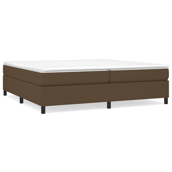 vidaXL Cama box spring con colch&oacute;n tela marr&oacute;n oscuro 200x200 cm