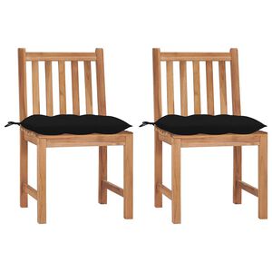 vidaXL Sillas de jard&iacute;n 2 unidades madera maciza de teca con cojines