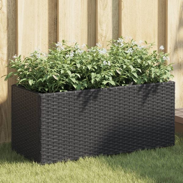 vidaXL Jardineras con 2 maceteros 2 uds rat&aacute;n PE negro 72x30x32 cm