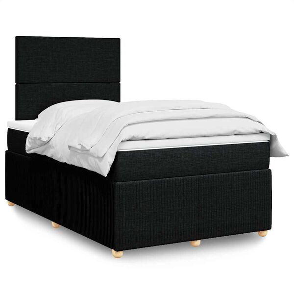 vidaXL Cama box spring con colch&oacute;n tela negro 120x200 cm