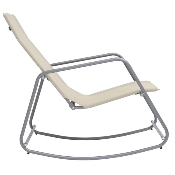 vidaXL Silla mecedora de jard&iacute;n textilene crema 95x54x85 cm