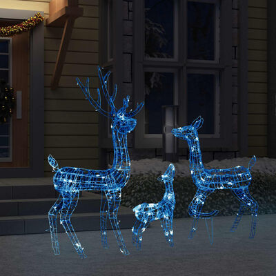 vidaXL Decoración navideña renos 300 LED azul acrílico