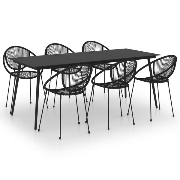 vidaXL Juego de comedor para jardín 7 piezas ratán PVC negro