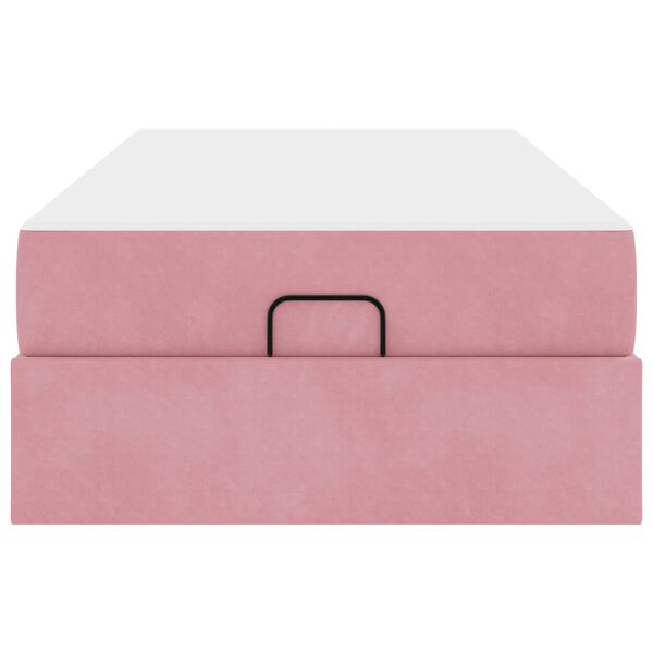 vidaXL Estructura de cama con colchón 2 pcs Rosa Terciopelo