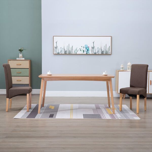 vidaXL Sillas de comedor giratorias 2 unidades tela marr&oacute;n