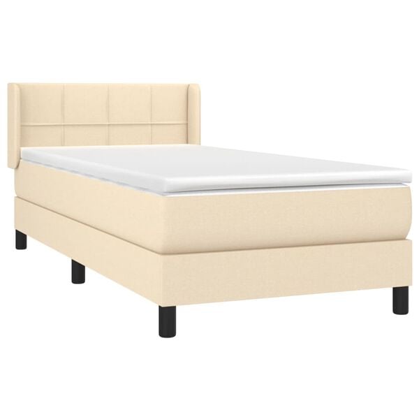 vidaXL Cama box spring con colch&oacute;n tela color crema 80x200 cm