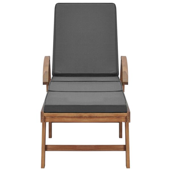 vidaXL Tumbonas con cojín 2 uds madera maciza de teca gris oscuro