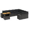 vidaXL Set de sof&aacute;s de jard&iacute;n 10 pzas cojines rat&aacute;n sint&eacute;tico negro