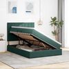 vidaXL Cama con almacenamiento y LED Verde oscuro 140 x 190 cm