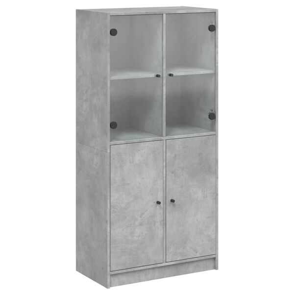 vidaXL Aparador alto con puertas madera gris hormig&oacute;n 68x37x142 cm